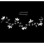 Accesoriu modern pentru decor par WED08LL Argintiu cu perle de 30cm + 2Agrafe Accesoriu modern pentru decor par WED08LL Argintiu cu perle de 30cm + 2Agrafe